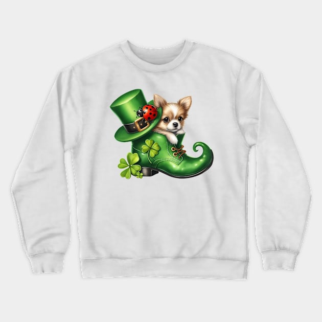 Chihuahua Dog Shoes For Patricks Day Crewneck Sweatshirt by Chromatic Fusion Studio